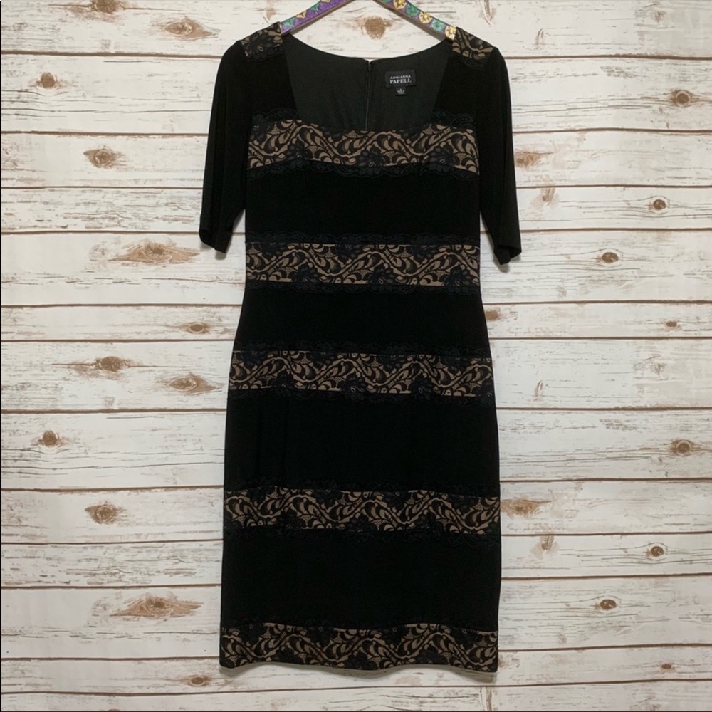 Adrianna Papell black and nude cocktail dress